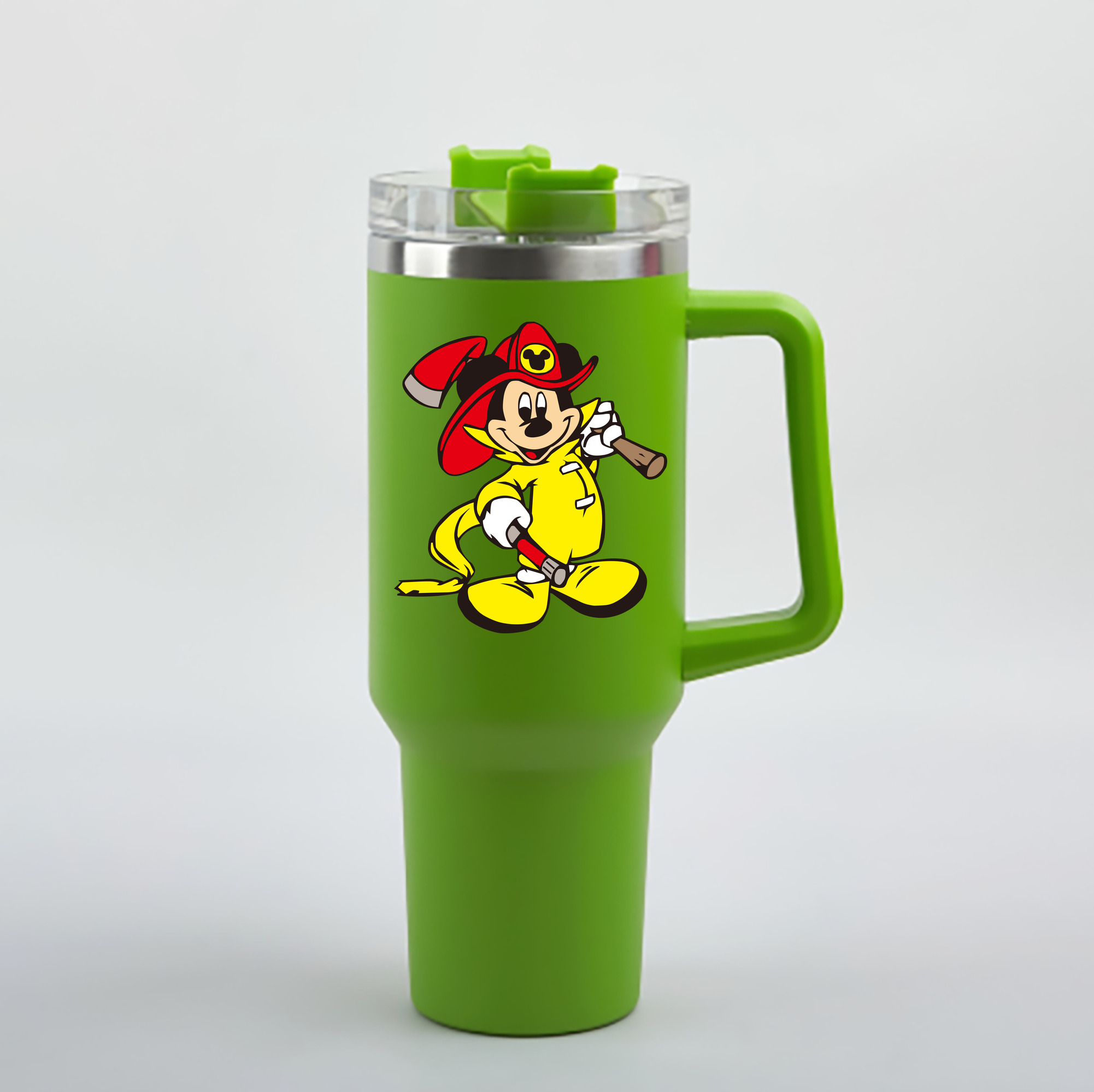 （画像用） ミッキーマウス Mickey Mouse 1200mL車用タンブラー - クリスタルステッカー（プラスチックストロー付き）
